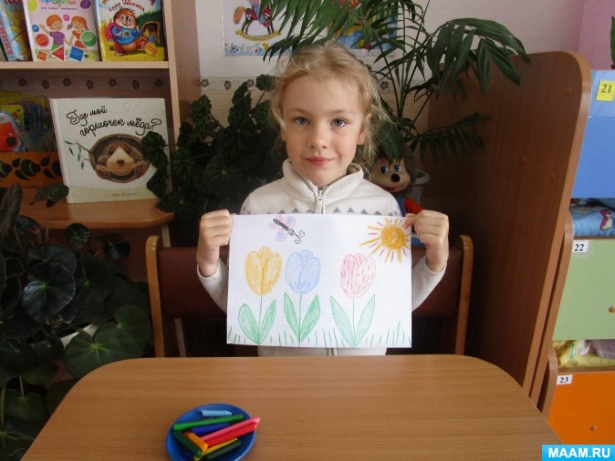 Майстер-клас з малювання «Тюльпани - 2», для старшого дошкільного віку   Майстер клас проводить Поліна М