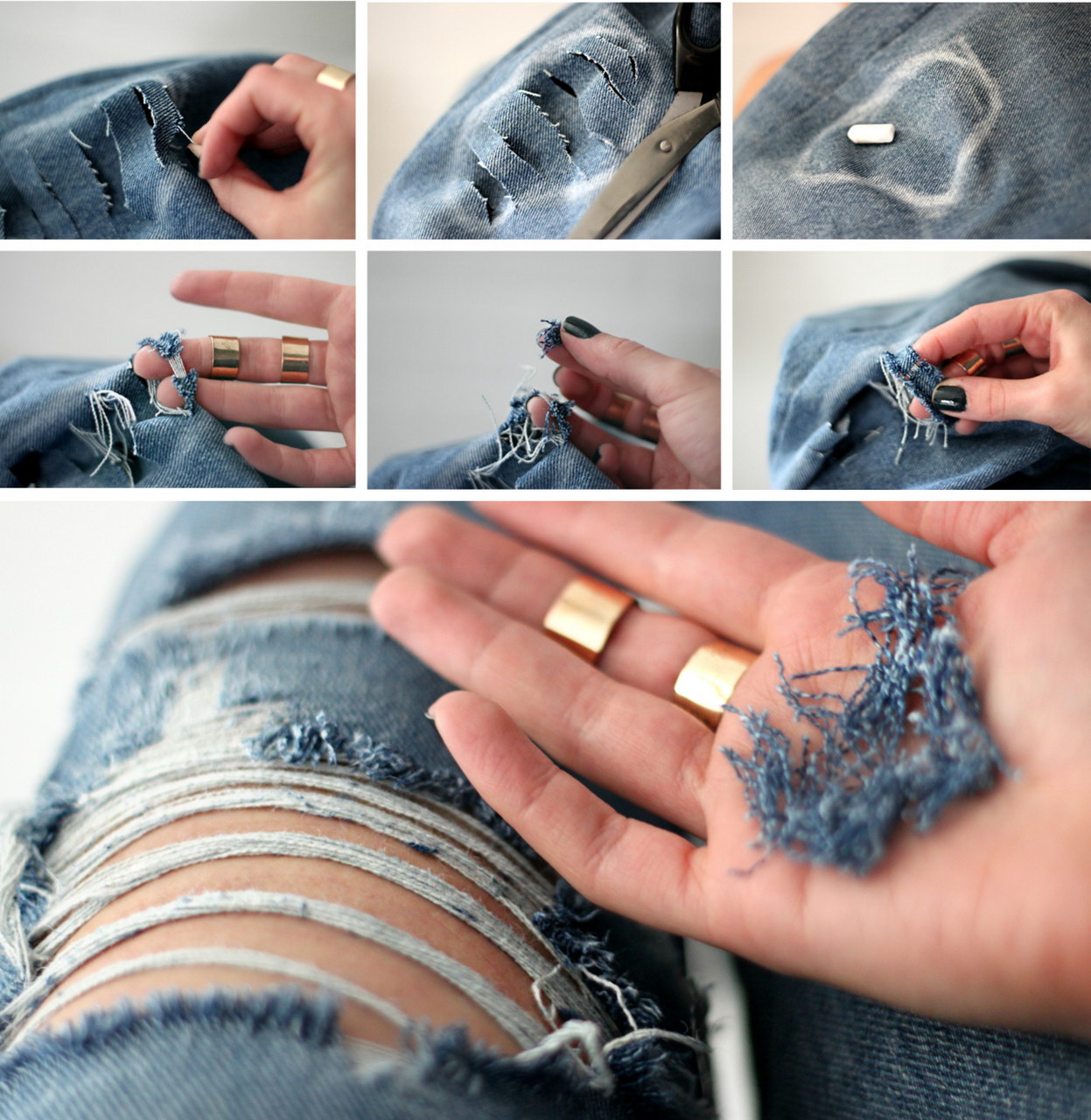 Як зробити дірки на джинсах використовуючи лезо